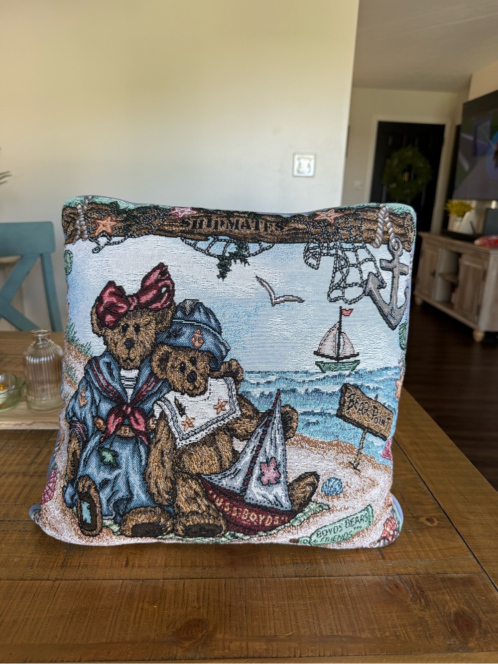 Vintage Boyds Bears Shipmates Throw Pillow Nautical Beach Decor